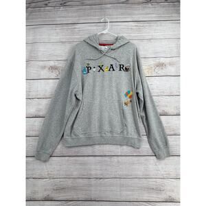 Disney Embroidered Pixar Character Hoodie Sweatshirt Adult Large Heathered Gray